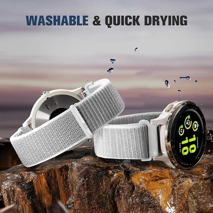 18mm 20mm 22mm Hook and Loop Watch Band Compatible with Garmin Vivoactive 5/ Vivoactive 6/ Vivoactive 3, Soft Nylon Breathable Sport Strap for Venu 2S/ Venu3S/ Forerunner 265s,Venu 3/ Venu 2 Men Women