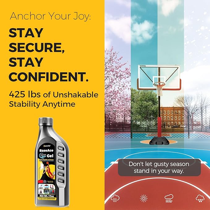 17oz BaseAce Gel Polymer- Perfect to Replace Sand for Punching Bag & Anchor Basketball Hoop, Secure Outdoor Umbrella Base & Indoor Equipment Base with Superior Strength, More Reliable Than Water Alone