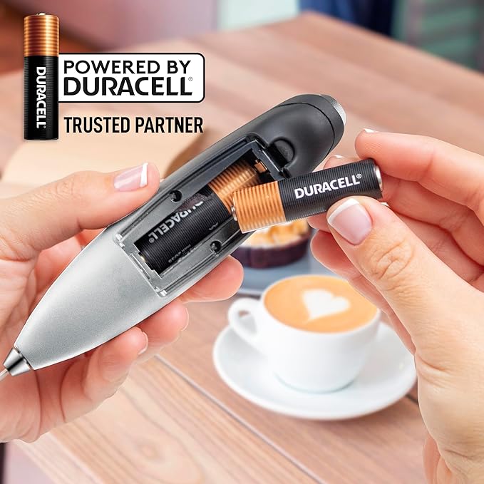 Zulay Kitchen Milk Frother Wand - Handheld Electric Coffee Frother (2 Duracell Batteries Included) - Easy-Clean Drink Mixer for Frappe, Matcha - Storm