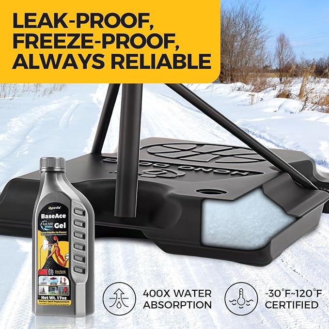 17oz BaseAce Gel Polymer- Perfect to Replace Sand for Punching Bag & Anchor Basketball Hoop, Secure Outdoor Umbrella Base & Indoor Equipment Base with Superior Strength, More Reliable Than Water Alone