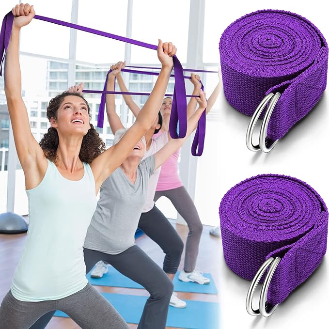 6 Pcs Yoga Strap for Stretching 8 Ft Yoga Exercise Adjustable Straps Bands with Safe Adjustable D Ring Buckle for Pilates Gym Workouts Fitness Improves Sitting Posture