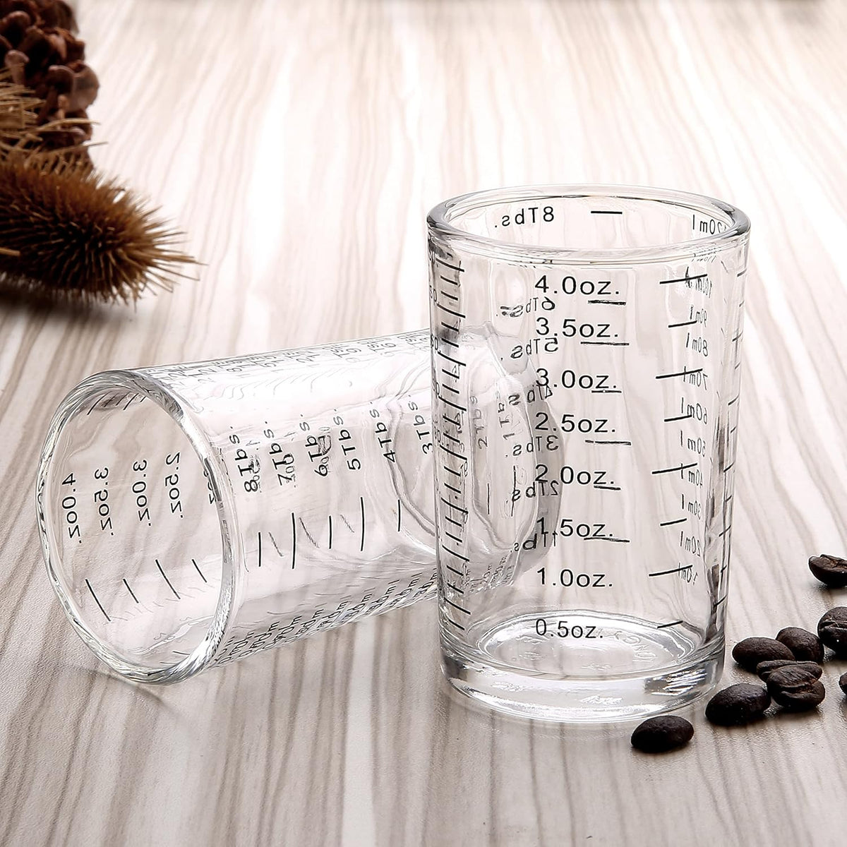 BCnmviku Measuring Cup Shot Glass 4 Ounce/120ML Liquid Heavy High Espresso Glass Cup Black Line (1, Black)