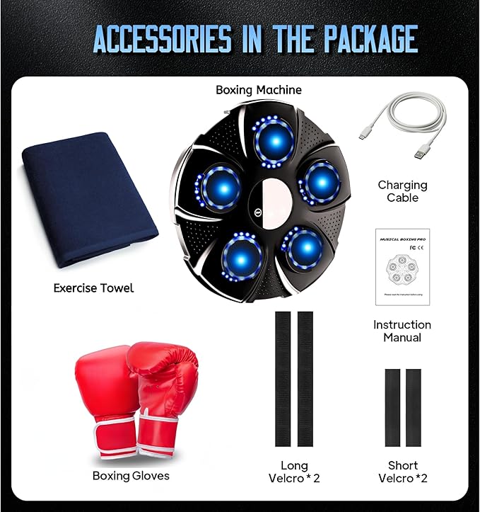 2025 Music Boxing Machine for Adults, 9 Modes & 9 Speeds Sounding Punch Boxing Machine Home Gym Training Equipment, Sound Punching Machine Durable Design, Real Experience Includes Gloves & Towel