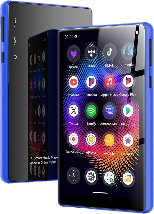 128GB MP3 Player with Bluetooth and WiFi,Music Video Player with Spotify Pandora,Amazon Music, 5" Touch Screen Android MP4 MP3 Player for Kids with Audible, YouTube, Spotify Kids,up to 256GB (Blue)