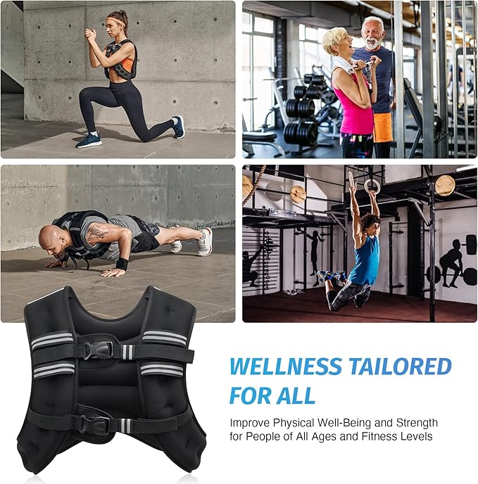 ZELUS Weighted Vest, 6lb/8lb/12lb/16lb/20lb/25lb/30lb Weight Vest with Reflective Stripe for Workout, Strength Training, Running, Fitness, Muscle Building, Weight Loss, Weightlifting