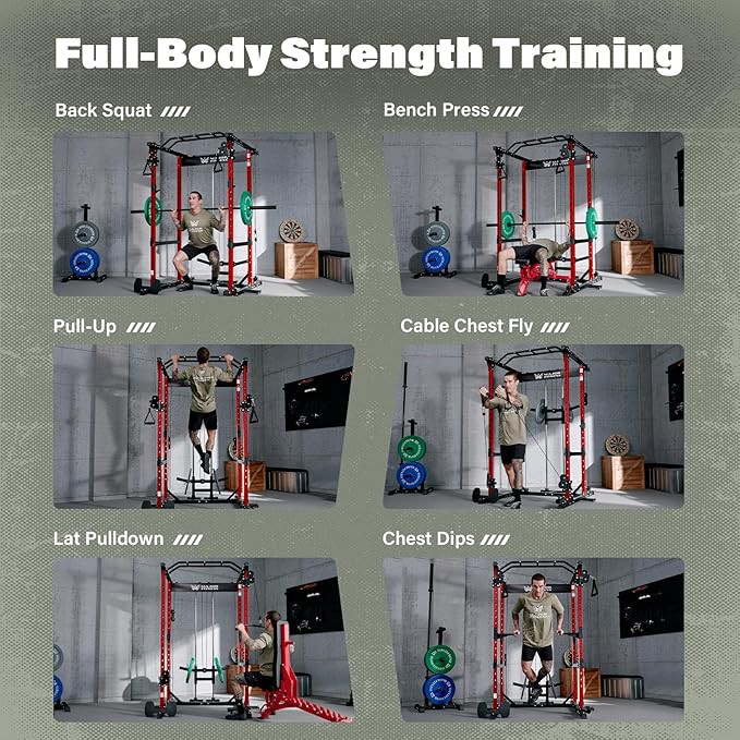 MAJOR FITNESS Drone1 Power Cage - Multi-Function Power Rack for Home Gym, Squat Rack, Cable Crossover System, for Strength Training, Heavy-Duty Steel Construction