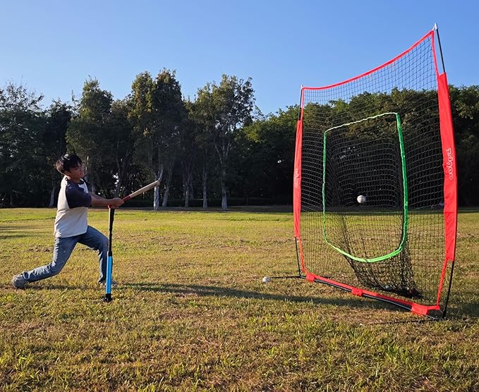 Baseball&Softball Tee,Batting Tee,Adjustable Height:25-37 inches,2 Flexible Top Rubber,X-Style Foldable&Heavy-Duty Base and Carrying Bag for Easy Store&Carrying