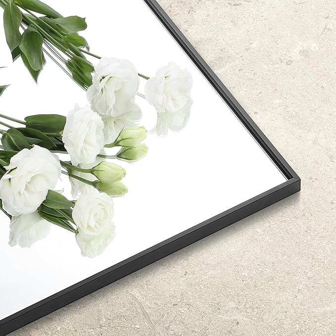 20x36 Inch Black Bathroom Mirror for Wall, Aluminum Frame Rectangle Rectangular Vanity Mirror, Modern Large for Bedroom, Living Room, Horizontal or Vertical