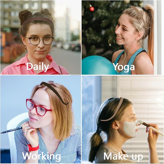 10 Pack Flex No Pressure Headbands for Women - Comfortable Plastic Headbands with Teeth