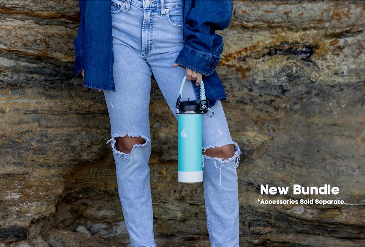 HYDRO CELL Stainless Steel Insulated Water Bottle with Straw - For Cold & Hot Drinks - Metal Vacuum Flask with Screw Cap and Modern Leakproof Sport Thermos for Adults (Teal 24oz)