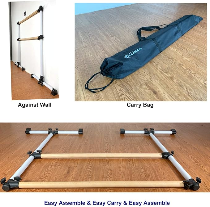 4 Ft Portable Wood Ballet Barre Ballet Bar Dance Barre Freestanding with Carry Bag