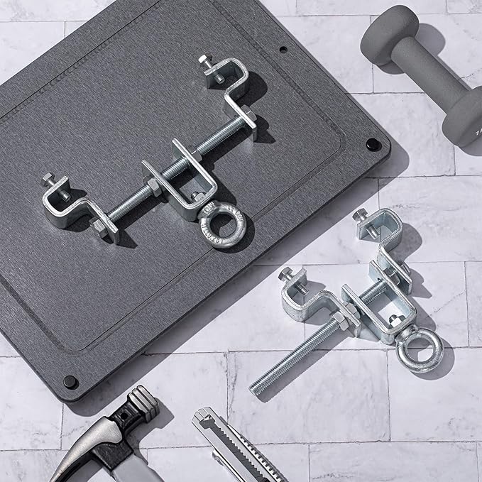 2 Pcs Heavy Bag Mount Steel Beam Clamp I Beam Hanger Punching Bag Hanger for Heavy Punching Bag Bracket, Beam Hanger with Hook, Ceiling Mount for Boxing Bag