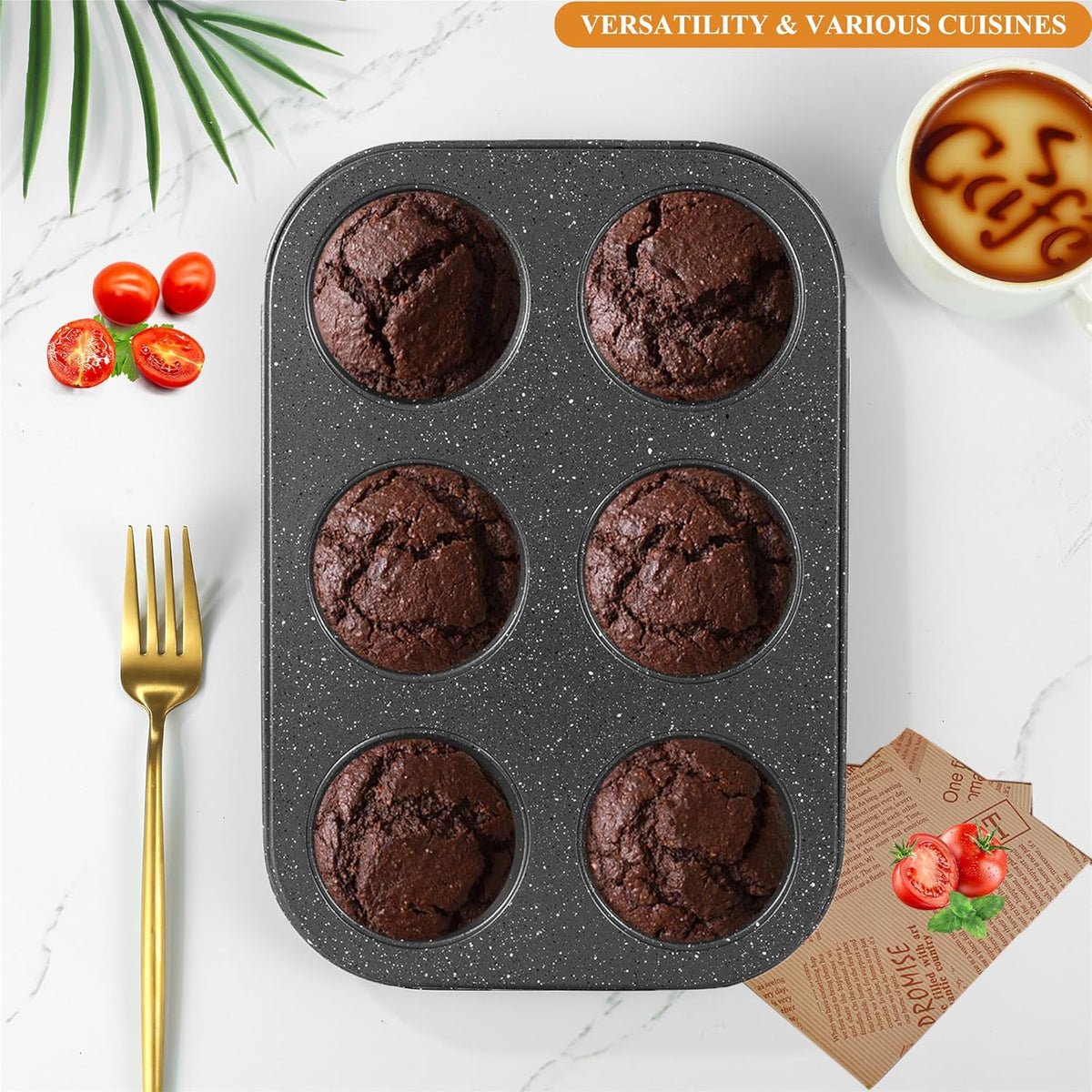 Muffin Cupcake Pan, Muffin Tins Nonstick 6, Muffin Top Cookie Cheese Cake Pan for Baking, Toast Oven Baking Supplies Small Cake Pans Muffin Cups Non Stick