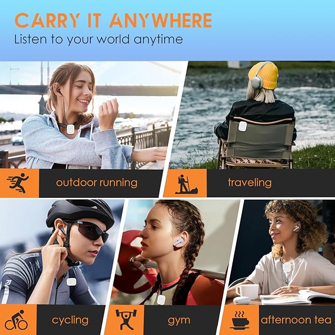 64GB Clip MP3 Player: Upgraded Bluetooth 5.3, Earphones Included, 15 Hours Battery Mini Music Player, 1000+ Songs Storage, No Phone Needed, Portable Music Players