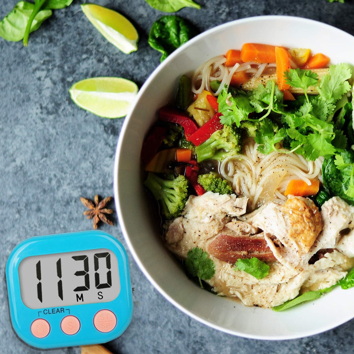 2 Pack Kitchen Timers Loud Ring Digital Timers for Cooking Magnetic Blue
