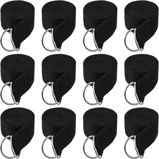 12 Pcs Yoga Strap 6Ft Exercise Stretch Bands for Flexibility with Adjustable Metal D Ring Buckle Loop Stretch Strap Non Elastic Yoga Belt Yoga Exercise Adjustable Straps for Pilates