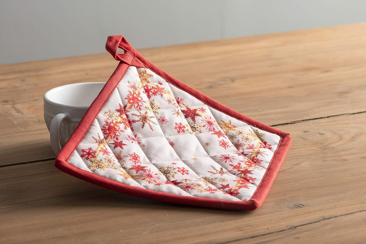 Maison d' Hermine Pot Holders Set 100% Cotton Heat Resistant Potholders 8" x 8" Hot Pads with Loop BBQ, Cooking, Baking, Grilling, Kitchen, Handling Hot Pans (Pack of 2, Crystal Star)