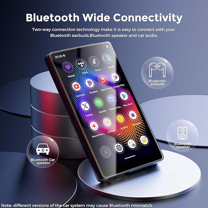 128GB MP3 Player with Bluetooth and WiFi,Music Video Player with Spotify Pandora,Amazon Music, 5" Touch Screen Android MP4 MP3 Player for Kids with Audible, YouTube, Spotify Kids,up to 256GB(Black)