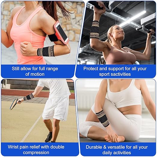 1 Pair Copper Wrist Compression Brace, Elastic Wrist Support Sleeve Sports Hand Wristlet Wrap for Women Men Gym Fitness, Workout, Typing, Weightlifting, Yoga(X-Large)