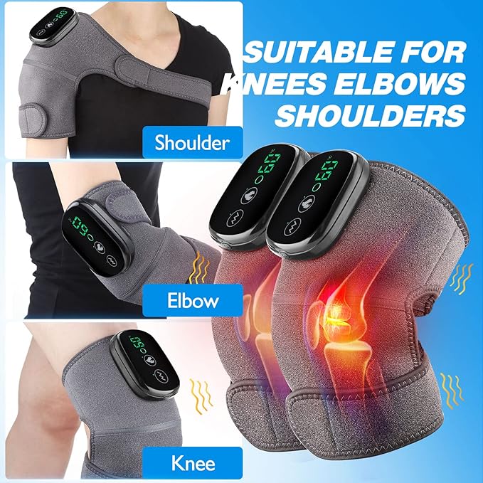 2PCS Cordless Knee Massager with Heat and Vibration, Knee Heating Pads, Heated Knee Braces,Heating Pad for Knee Elbow Shoulder Relax
