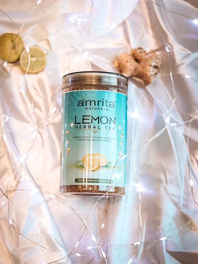Amrita Naturals Refreshing Lemon Instant Herbal Tea – 1.10 lb (500g) | Pack of 2 | Natural & Caffeine-Free | Quick & Flavorful Lemon Beverage | Great for Hot or Iced Tea Anytime