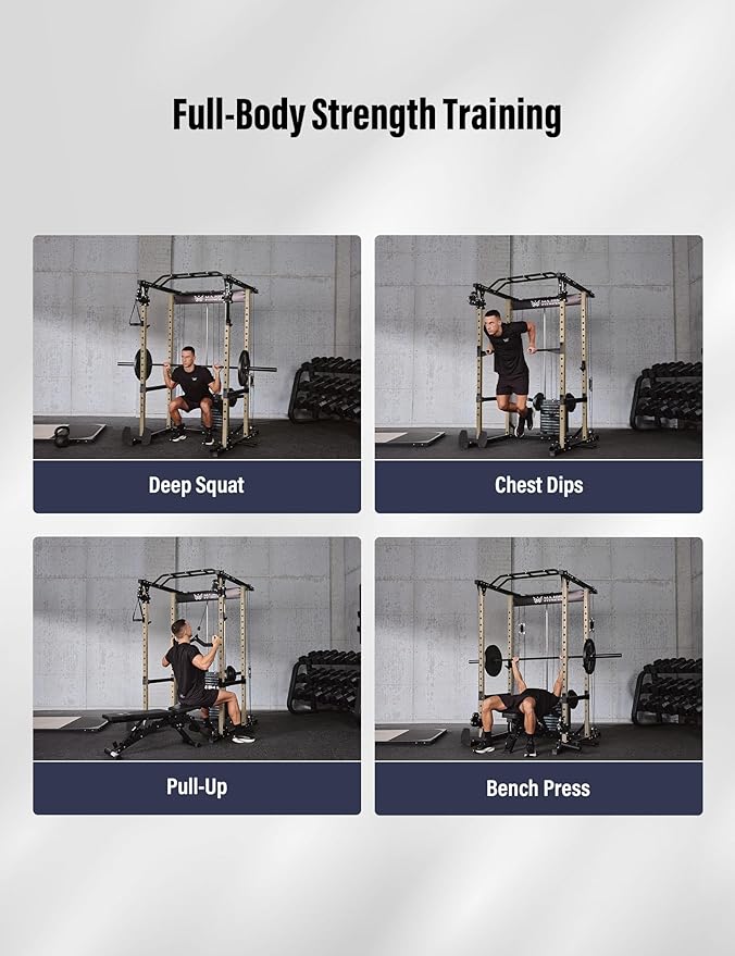 MAJOR FITNESS Drone1 Power Cage - Multi-Function Power Rack for Home Gym, Squat Rack, Cable Crossover System, for Strength Training, Heavy-Duty Steel Construction