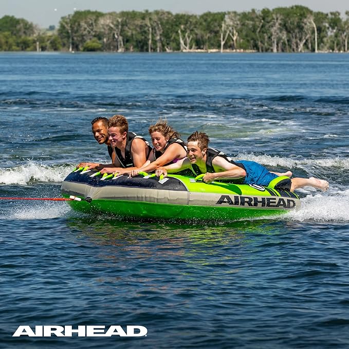Airhead G-Force Inflatable Towable Tube | 2-4 Rider Models | Dual Tow Points | Full Nylon Cover | Kwik-Connect | Patented Speed Valve | Boat Tubes and Towables
