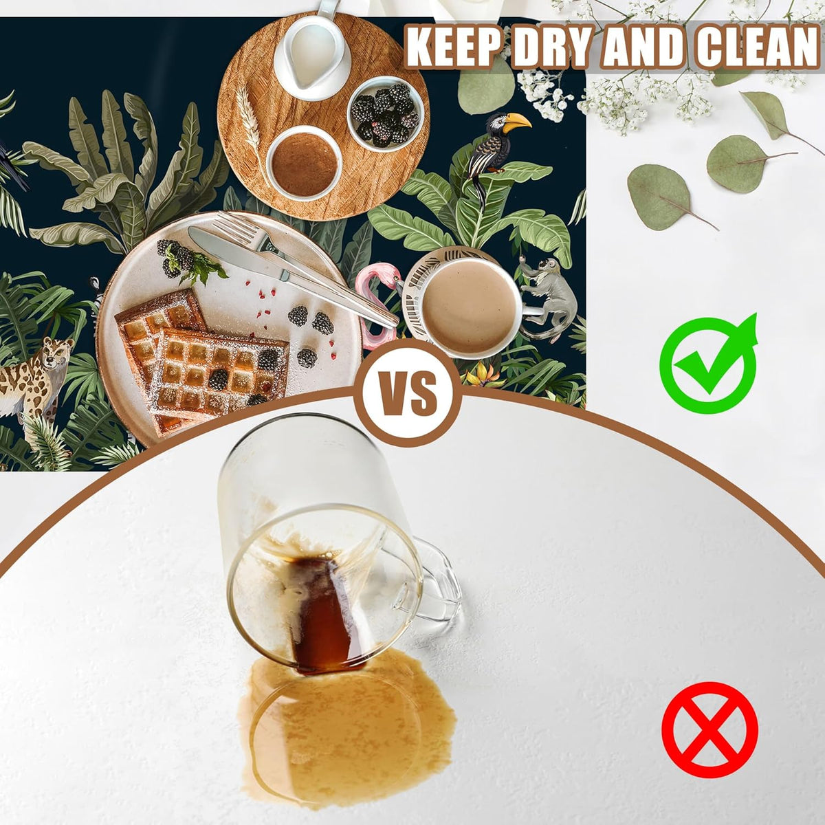 Jungle Animals Coffee Mat Tropical Dish Drying Mat for Kitchen Counter Absorbent Hide Stain Rubber Backed Coffee Bar Accessories Fit Under Espresso Machine Cafe Decor, 11.8 x 19.7 Inch