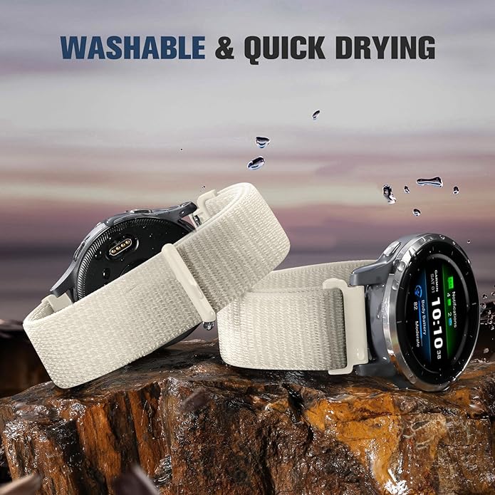 18mm 20mm 22mm Hook and Loop Watch Band Compatible with Garmin Vivoactive 5/ Vivoactive 6/ Vivoactive 3, Soft Nylon Breathable Sport Strap for Venu 2S/ Venu3S/ Forerunner 265s,Venu 3/ Venu 2 Men Women