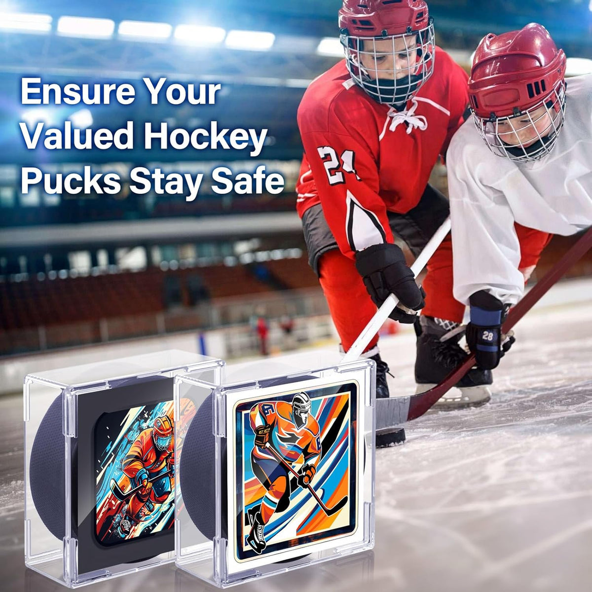 Hockey Puck Display Case, 8 Pack Acrylic Holder for Official Size Pucks, Gifts for Hockey Collectors and Enthusiasts, Premium Display Box for Collectibles