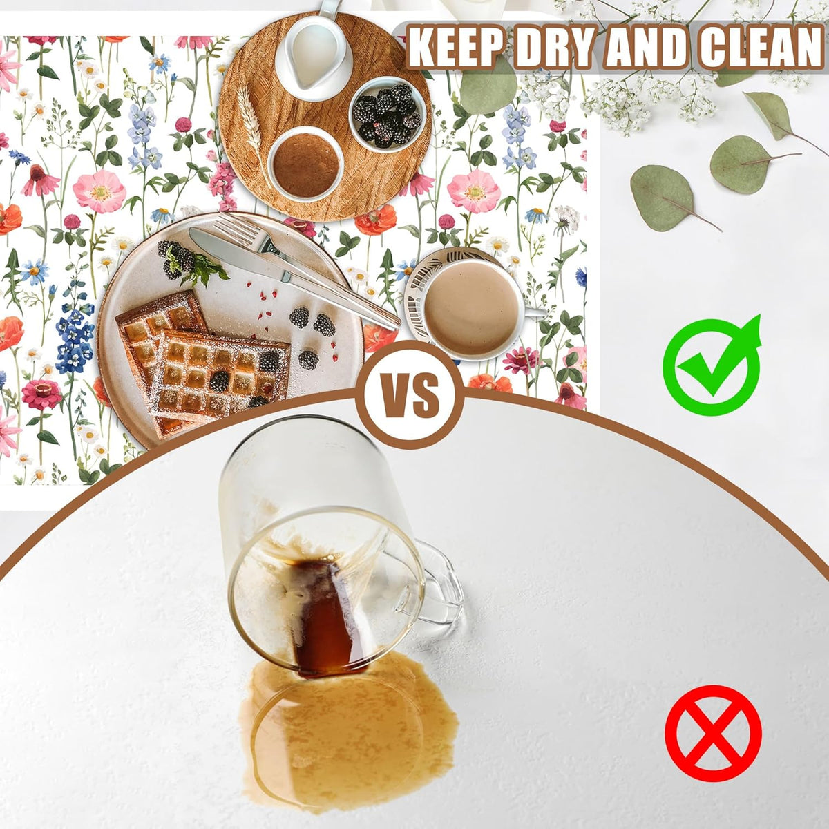Watercolor Flowers Coffee Mat Absorbent Dish Drying Mat for Kitchen Counter Hide Stain Rubber Backed Coffee Bar Accessories Fit Under Espresso Machine Dish Rack 15.7 x 23.6 Inch