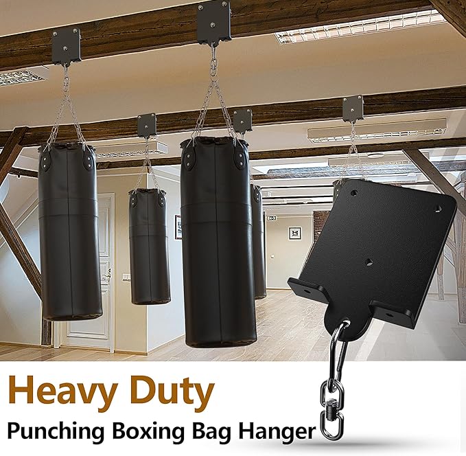 1200lb Heavy Punching Boxing Bag Hanger, 360° Beam Punching Bag Hanger, Rafter Heavy Bag Mount Hook, Punching Bag Mounting Bracket, Rotation Wall Ceiling Mount Bracket for Muay Thai,Yoga Swing,Hammock