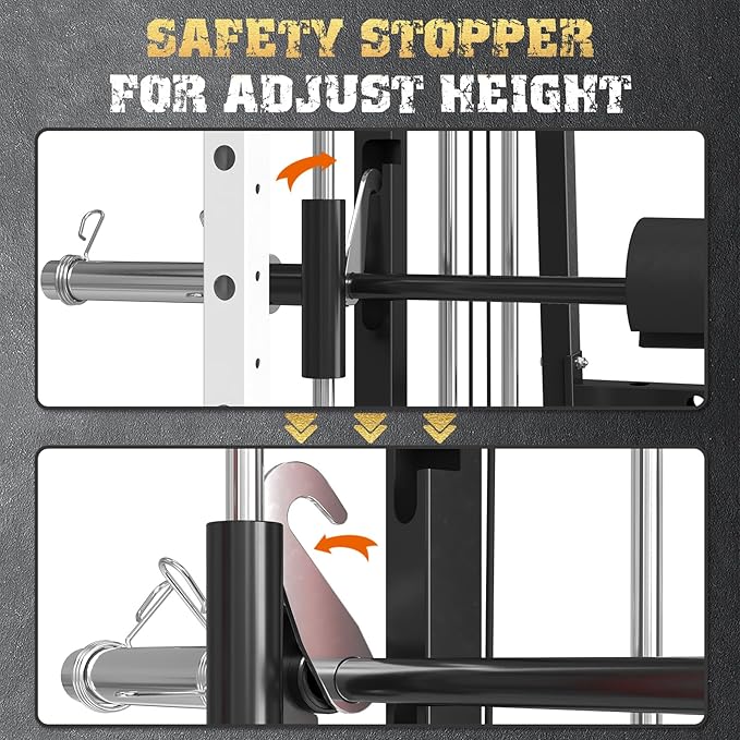 Smith Machine,2200 LBS Squat Rack for Home Gym with Dual Pulley System,Multifunctional Power Rack Cage for Strength Training with More Attachments