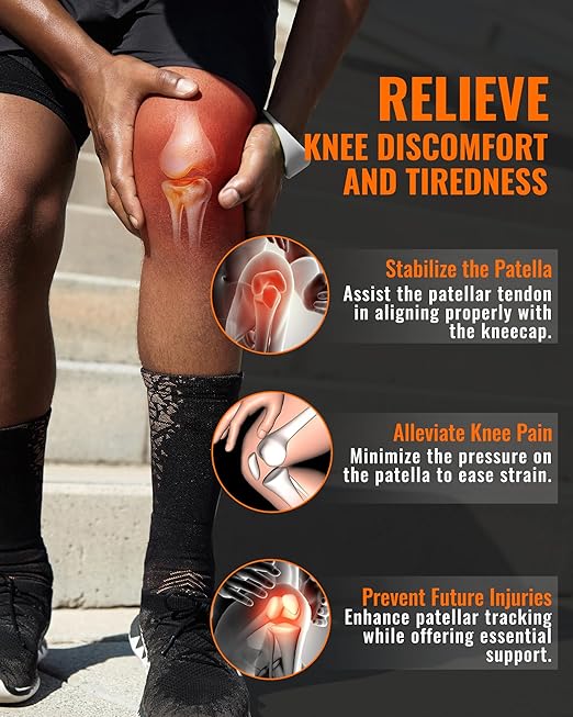 2PCS Patella Band for Knee Pain Relief, Patellar Tendon Support Strap for Tennis, Running, Jumpers, Soccer, Basketball and Hiking, Breathable & Lightweight Patella Stabilizer Knee Strap Brace Support for Women and Men, Comes with Storage Bag (Grey)