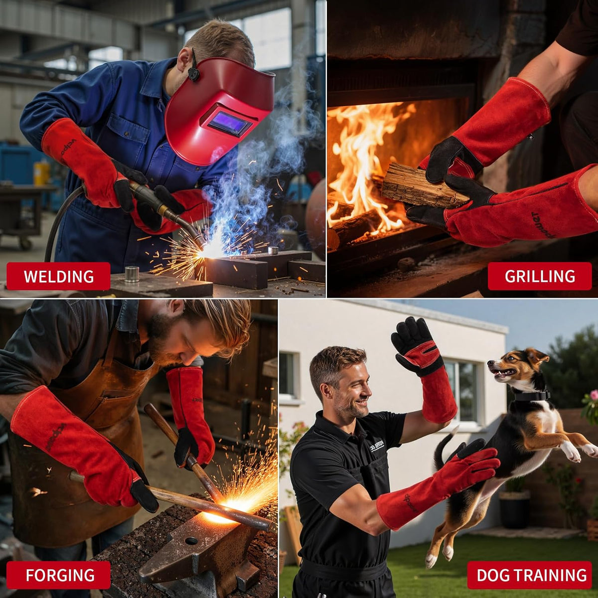 16 Inch Welding Gloves Heat Resistant 932°F for MIG/TIG/Stick Welding/Forging