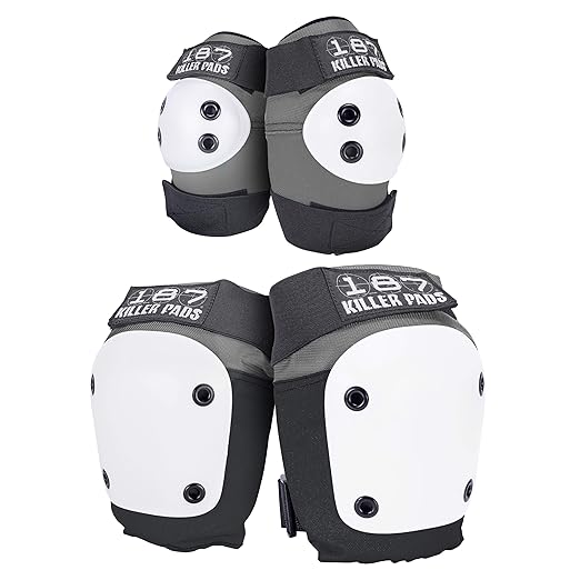 187 Killer Pads Knee Pads, Elbow Pads Combo Pack, Grey, Large/X-Large