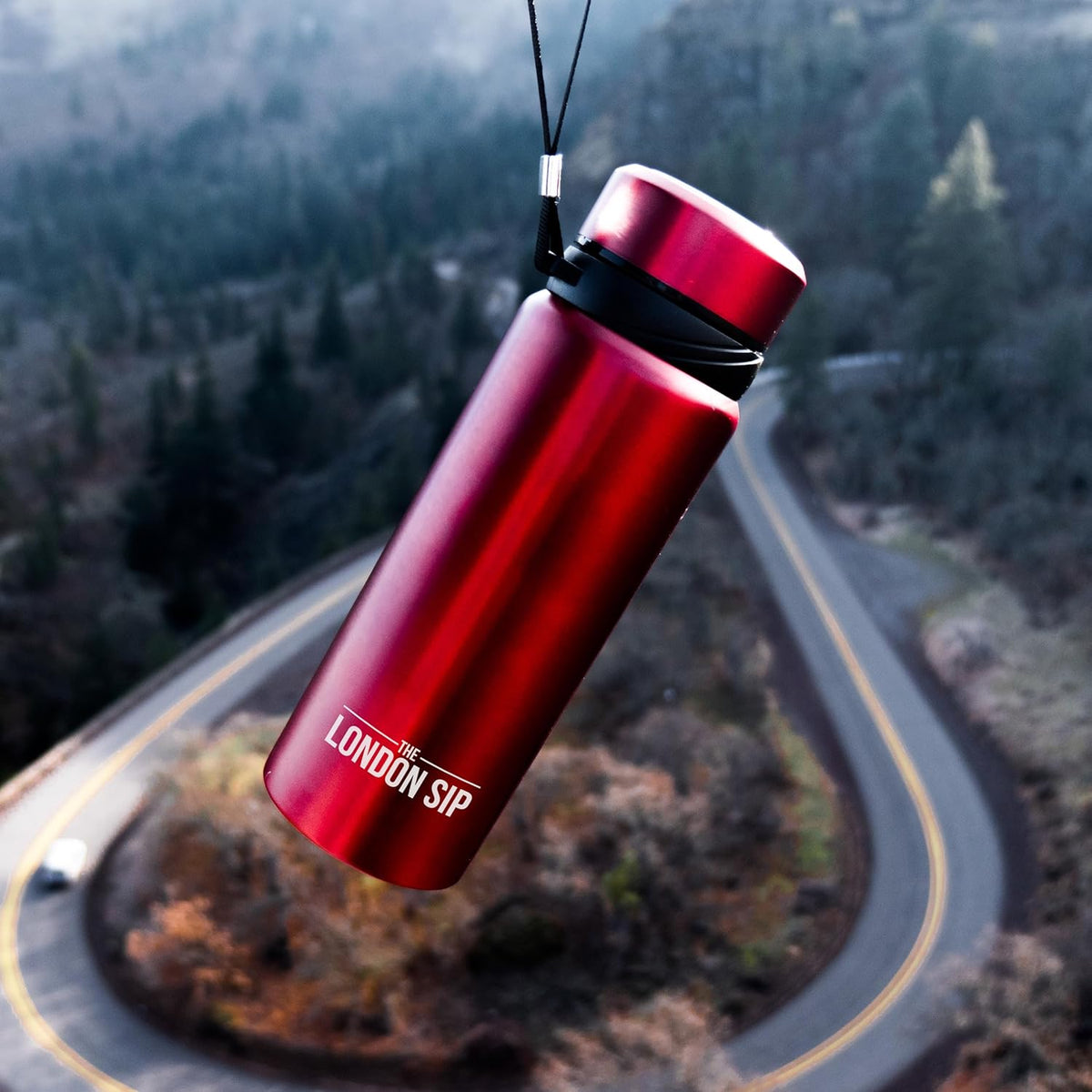 London Sip 25 oz Multi-Function Travel Mug and Tumbler Tea Infuser Water Bottle Fruit Infuser Flask Hot and Cold Double Wall Stainless Steel Coffee Thermos, Sacred Red, Pack of 2