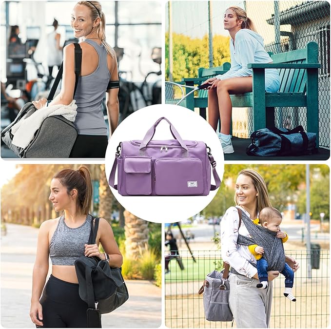 FIORETTO Women's Gym Duffle Bag with Shoes Compartment, 37L Capacity, Ideal for Travel, Gym, Sports, Duffel, Weekender