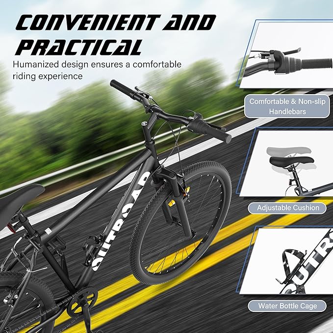 Betterland 26 Inch Mountain Bike, 7/21Speed Adult Bicycle with Dual V Brakes,Front Suspension, High Carbon Steel Frame, with Adjustable Ergonomic Seat Bicycle