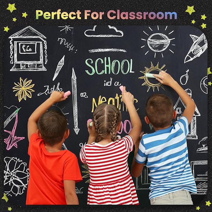 160 PCS Washable Sidewalk Chalks Set for Kids, 16 Colors Non-Toxic Jumbo Sidewalk Chalk Bulk for Outdoor Art Play, Painting on Chalkboard, Blackboard and Playground, Kids Outdoor Toys