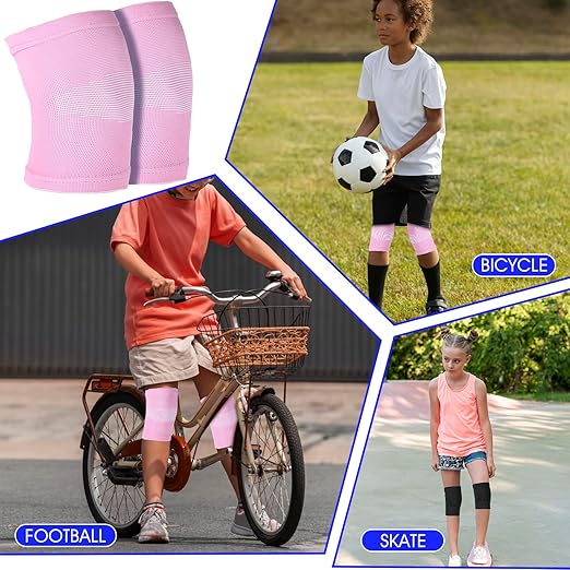 2 Pairs Kids Knee Sleeve, Knee Brace, Youth Knee Compression Sleeve Child Knee Pads Children Knee Support Boys & Girls for Volleyball Basketball Gymnastics Sports(Pink,Black)