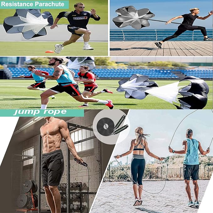 Agility Ladder Speed Agility Training Equipment,1 Agility Ladder 20ft,4 Hurdles,Training Soccer Cones,Jump Rope,Running Parachute, Agility Training Equipment for Kids Youth Adul