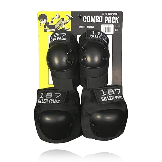187 Killer Pads Knee Pads, Elbow Pads Combo Pack, Black, Small/Medium