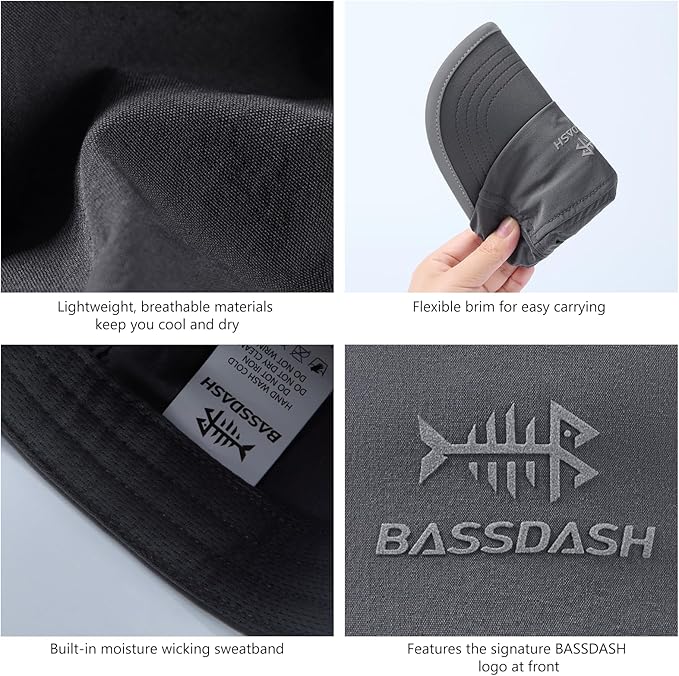 BASSDASH Ultralight UPF 50+ Soft Baseball Caps Unstructured Quick Dry Folding Hat Adjustable for Men Woman Outdoor Activities