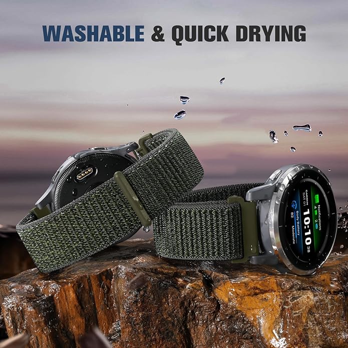 18mm 20mm 22mm Hook and Loop Watch Band Compatible with Garmin Vivoactive 5/ Vivoactive 6/ Vivoactive 3, Soft Nylon Breathable Sport Strap for Venu 2S/ Venu3S/ Forerunner 265s,Venu 3/ Venu 2 Men Women