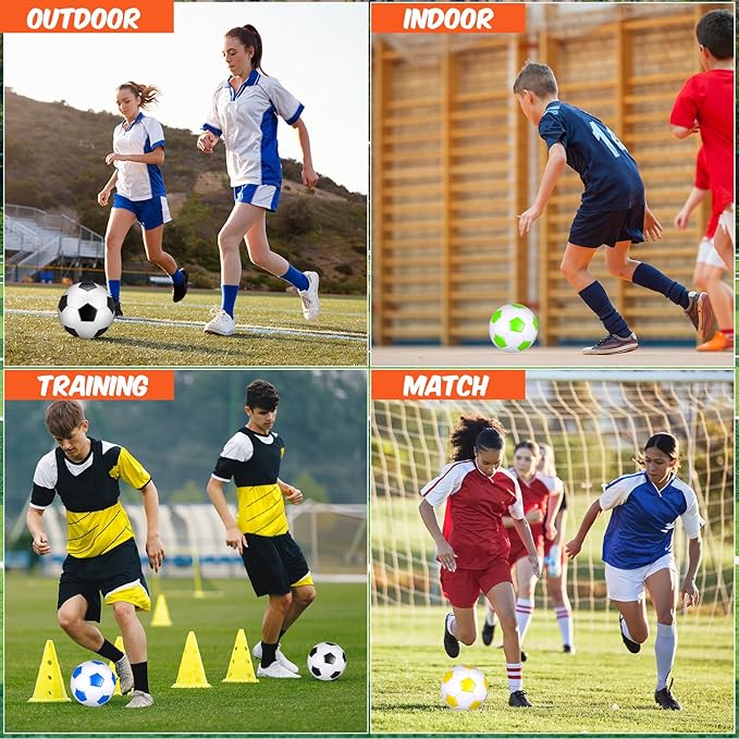 12 Pcs Soccer Balls for Teen Adult Bulk Deflated Soccer Ball with Pump Size 5 Indoor Outdoor Training Practice for School Sports Game Birthday Gifts Party Back to School