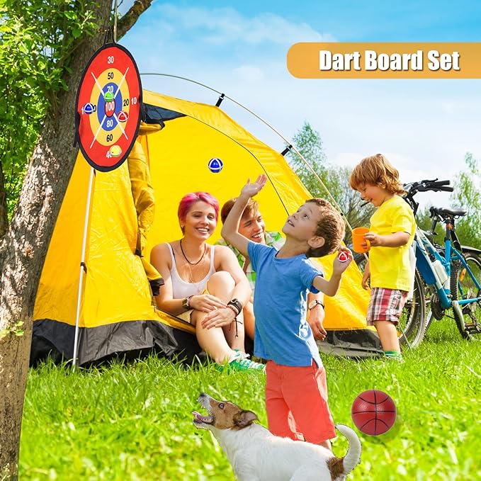 2 in 1 Basketball Hoop and Dart Board, 14" Dart Board for Kids, Basketball Hoop for Kids Toddlers, Sports & Outdoor Play, Birthday Gift Toys for 3 4 5 6 7 8 9 10 Year Old Boys Girls Kids, Party Favors