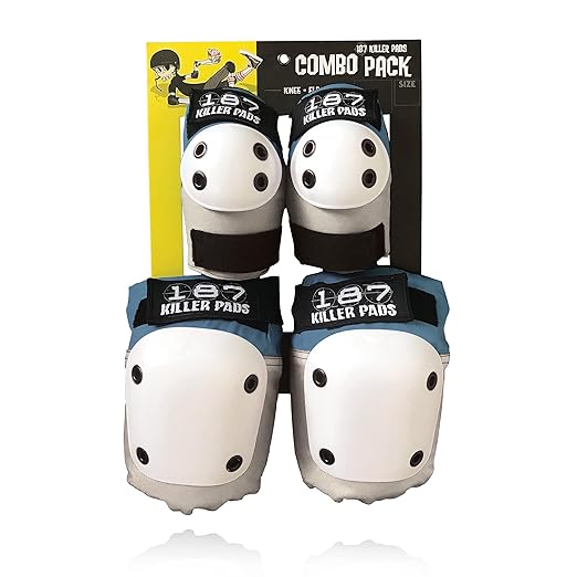 187 KILLER PADS Knee Pads, Elbow Pads Combo Pack, Stone Blue, X-Small