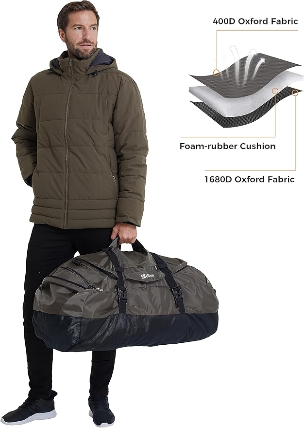 Ubon Large Duffel Bag Weekender Bags with Shoe Compartments 4-Way Sports Gym Backpack with Padded Straps Camping Traveling Duffle Bag