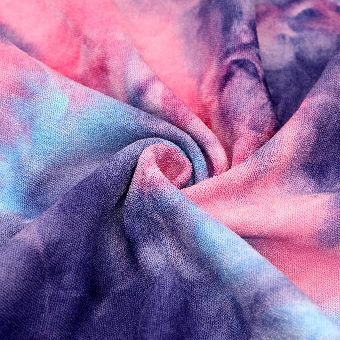 Eunzel 2 Pack Yoga Hand Towel,Microfiber Towel with Grip Dots Sweat Absorbent Non-Slip for Hot Yoga, Pilates and Workout 24" x16",Purple & Blue/Green & Purple (2 Pack)